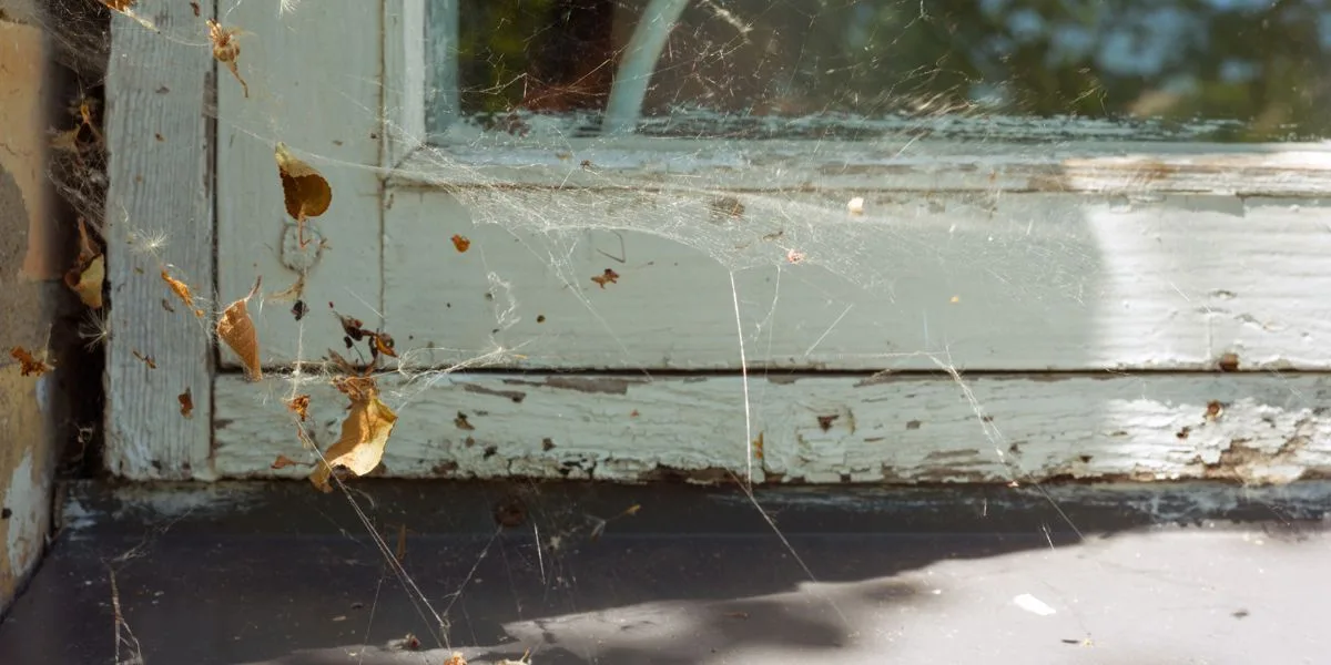 window-trim-rot-caulk-failure-winter-damage-hamilton Cracked caulking and peeling paint on window trim of a Hamilton home after a harsh Ontario winter